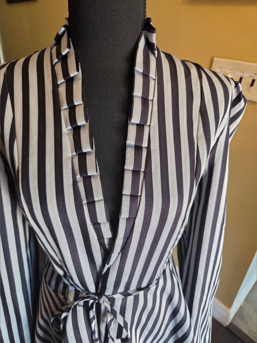 Women's Steampunk Long Striped Renaissance Victorian Gothic Blazer Jacket Sz XL